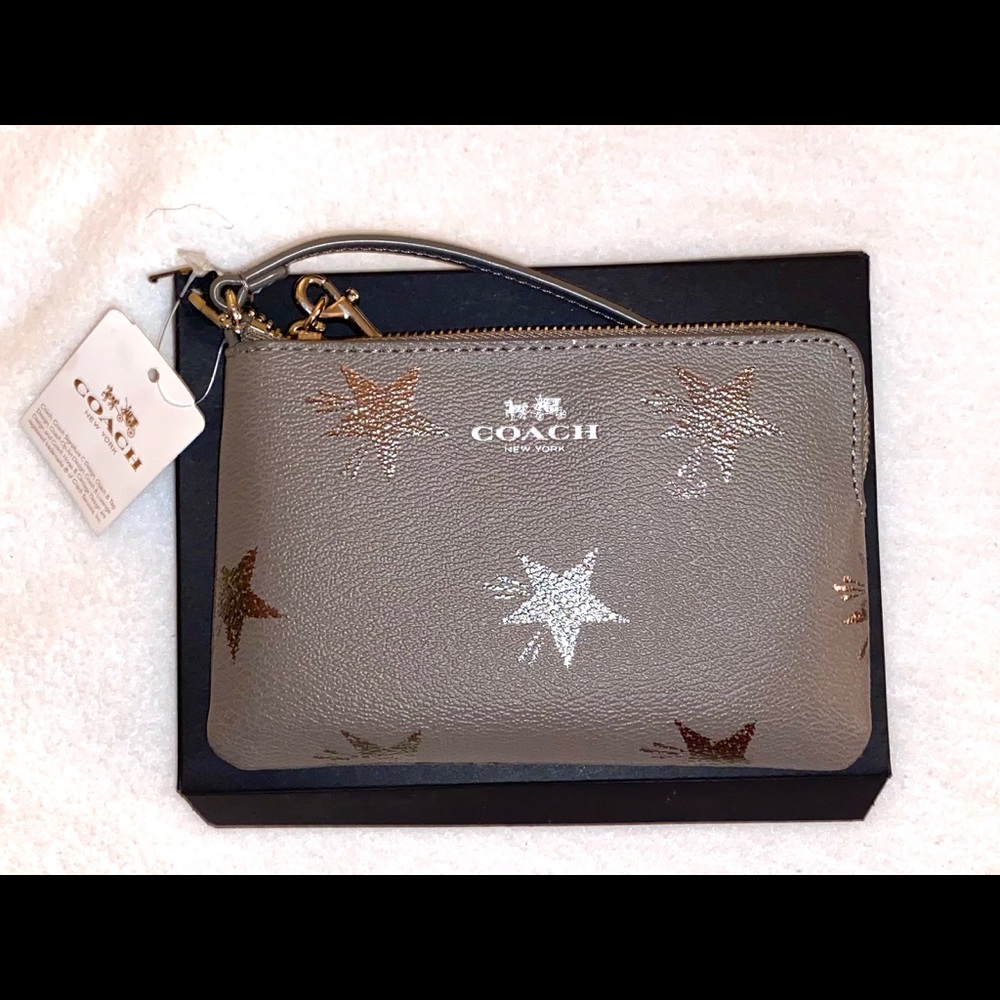 Coach Wristlet Grey with silver stars